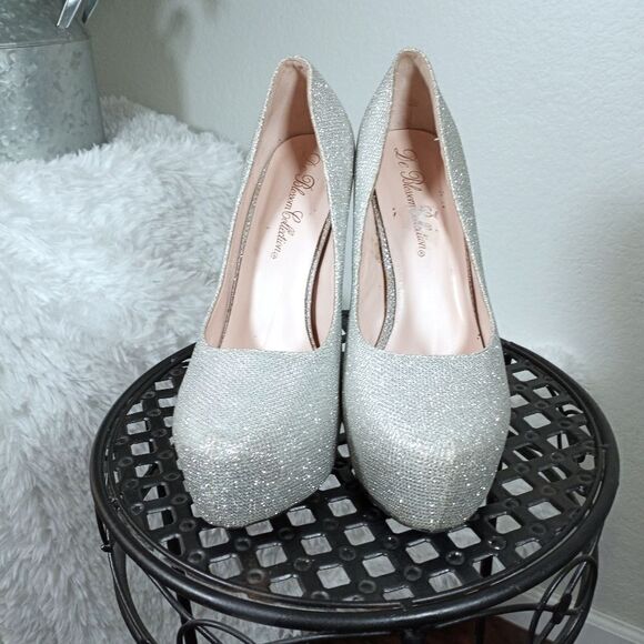 DE BLOSSOM COLLECTION SILVER SPARKLE PLATFORM SZ.9 - Picture 4 of 11